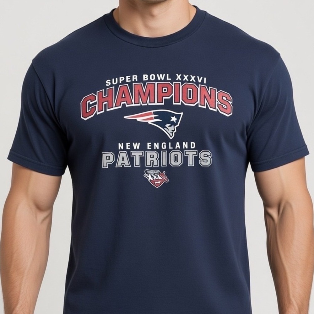 NEW ENGLAND PATRIOTS Champions SUPER BOWL XXXVI Shirt Vintage DELTA Pro‎ Weight